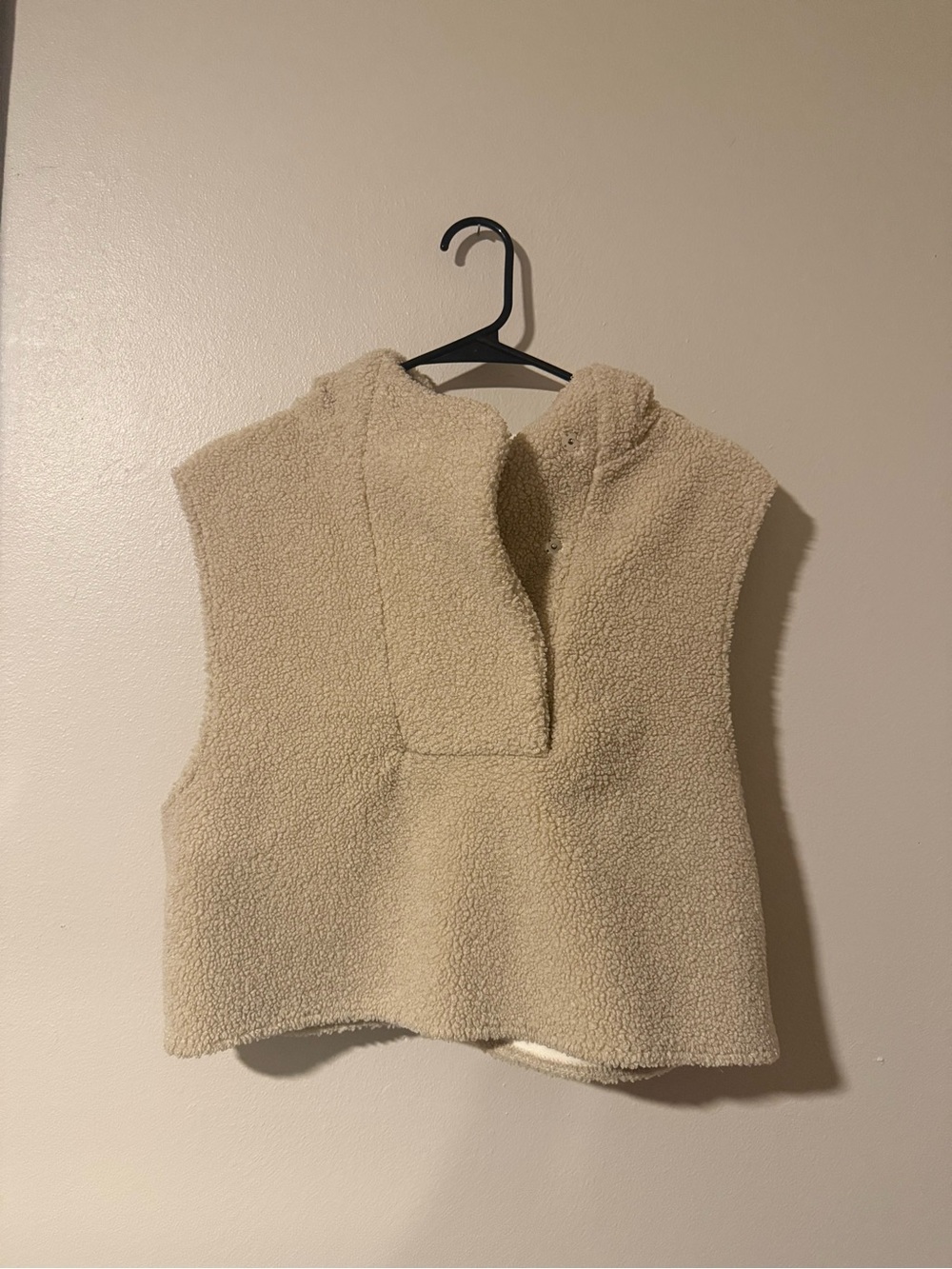 Anthropologie Pilcro Cozy Cream Sherpa Pullover Vest with Hood One Size